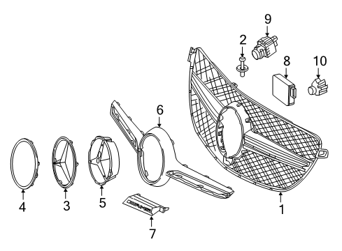 2018 Mercedes-Benz GLE63 AMG S Front Bumper - Grille & Components Diagram 3