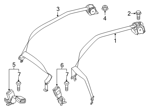 2018 Mercedes-Benz C63 AMG Rear Seat Belts Diagram 1