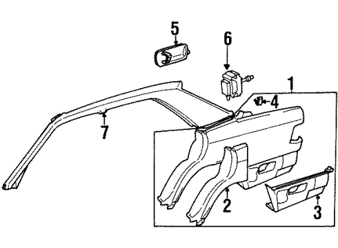 1993 Mercedes-Benz 400E Quarter Panel & Components Diagram