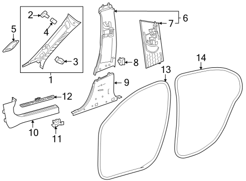 Upper Center Pillar Trim Cover Diagram for 247-690-00-02-9051