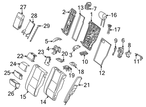 2024 Mercedes-Benz C43 AMG Rear Seat Components Diagram 1