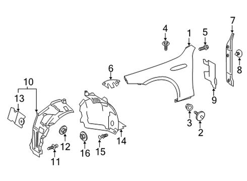 2021 Mercedes-Benz AMG GT 43 Fender & Components Diagram