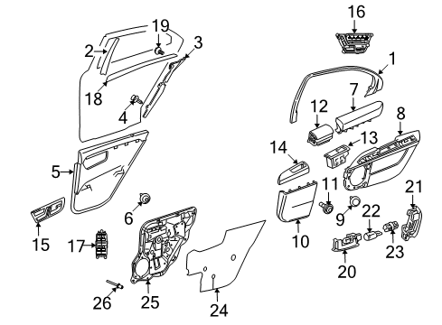 Door Trim Panel Diagram for 221-730-25-79-9E71