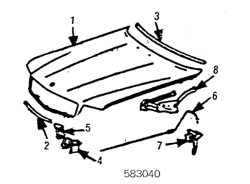 1984 Mercedes-Benz 500SEC Hood & Components, Body Diagram