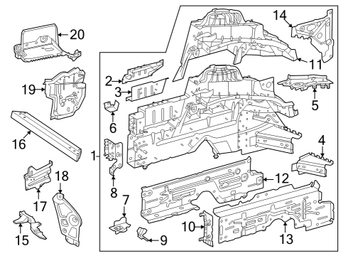 2024 Mercedes-Benz EQE 350+ Structural Components & Rails Diagram