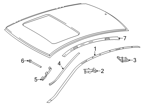 2014 Mercedes-Benz C63 AMG Exterior Trim - Roof Diagram 1