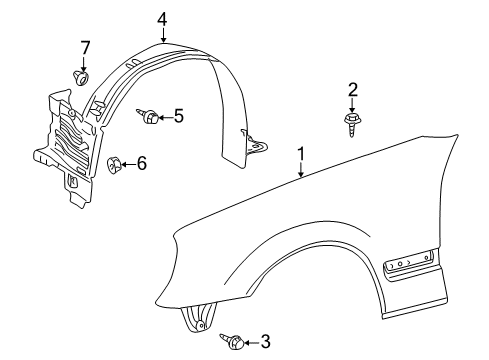 2001 Mercedes-Benz E55 AMG Fender & Components Diagram