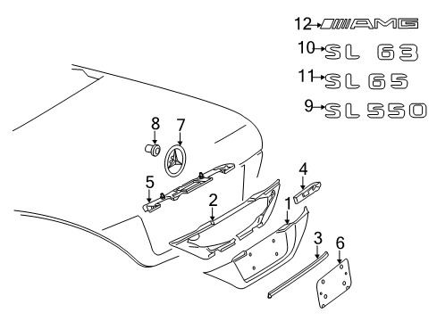 2011 Mercedes-Benz SL65 AMG Exterior Trim - Trunk Lid Diagram