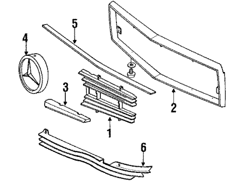 1985 Mercedes-Benz 380SL Grille & Components Diagram