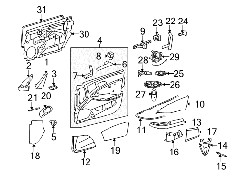 Door Trim Panel Diagram for 219-720-98-62-8K62