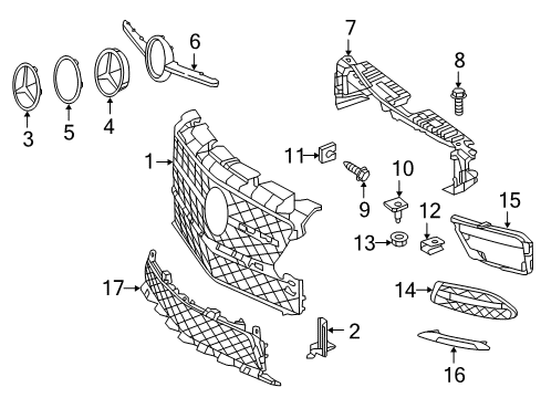 2012 Mercedes-Benz SLK55 AMG Grille & Components Diagram 1