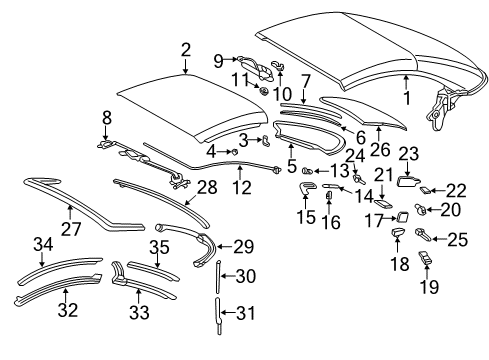 2012 Mercedes-Benz SL550 Top & Components Diagram