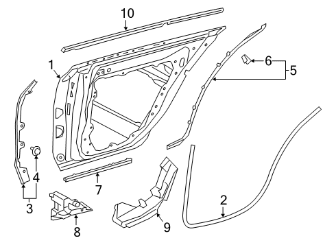 2022 Mercedes-Benz CLS450 Door & Components, Exterior Trim, Trim Diagram