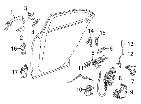 2015 Mercedes-Benz GLA45 AMG Rear Door - Lock & Hardware Diagram