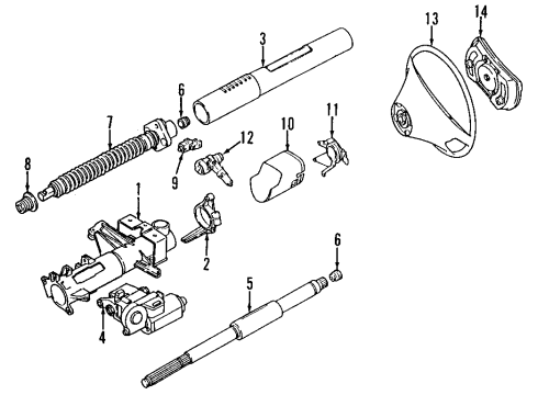 1993 Mercedes-Benz 500E Steering Column & Wheel, Steering Gear & Linkage Diagram 1