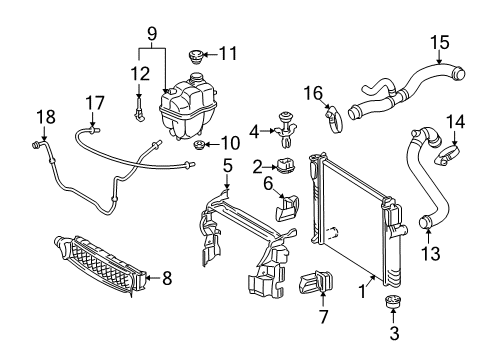 2005 Mercedes-Benz E320 Radiator & Components Diagram 2