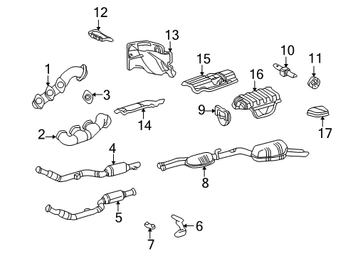 1998 Mercedes-Benz E320 Exhaust Components, Exhaust Manifold Diagram