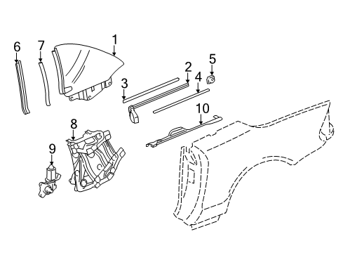 2011 Mercedes-Benz SL65 AMG Quarter Window, Body Diagram