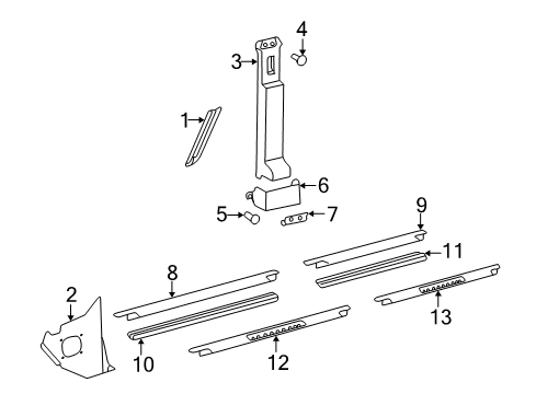 2004 Mercedes-Benz G55 AMG Interior Trim - Pillars, Rocker & Floor Diagram