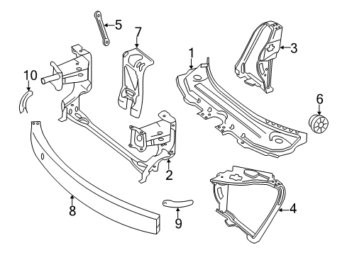 2012 Mercedes-Benz R350 Radiator Support Diagram