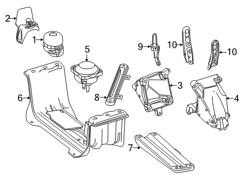 2014 Mercedes-Benz ML350 Engine & Trans Mounting Diagram 2