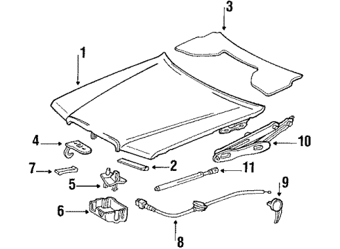 1984 Mercedes-Benz 190E Hood & Components, Body Diagram