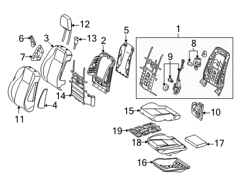 2018 Mercedes-Benz GLC63 AMG Passenger Seat Components Diagram 5