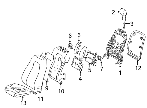 2020 Mercedes-Benz A35 AMG Passenger Seat Components Diagram 2