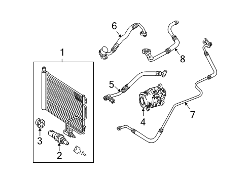 2007 Mercedes-Benz CLK63 AMG A/C Condenser, Compressor & Lines Diagram