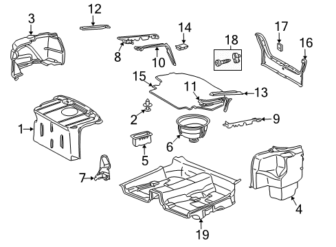 Trunk Side Trim Diagram for 215-690-58-25-9C24