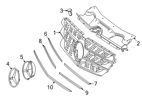 2017 Mercedes-Benz Metris Grille & Components Diagram