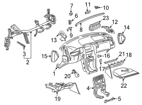 1998 Mercedes-Benz E320 Instrument Panel, Body Diagram