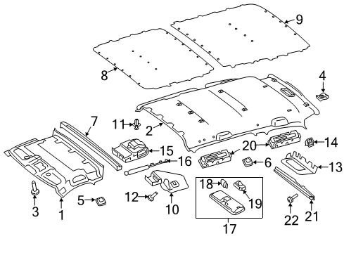 2021 Mercedes-Benz Metris Interior Trim - Roof Diagram