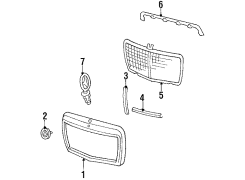 1989 Mercedes-Benz 300CE Grille & Components Diagram