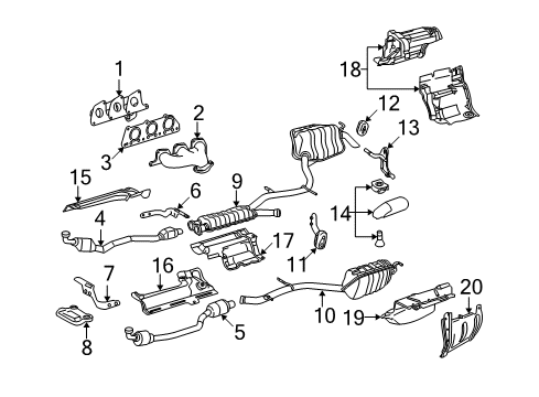 2010 Mercedes-Benz E350 Exhaust Components, Exhaust Manifold Diagram 1