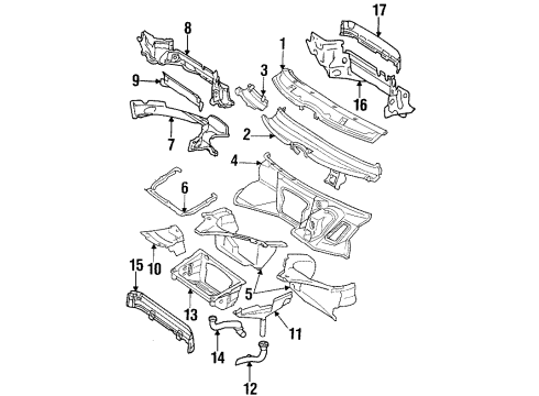 1997 Mercedes-Benz SL500 Cowl Diagram