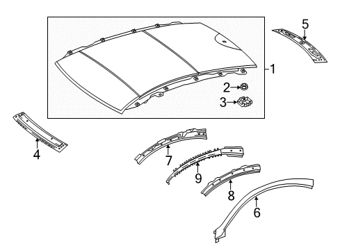 2014 Mercedes-Benz E350 Roof & Components Diagram 1