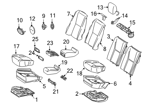 2013 Mercedes-Benz S600 Rear Seat Components Diagram 4