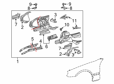 2005 Mercedes-Benz CL55 AMG Structural Components & Rails