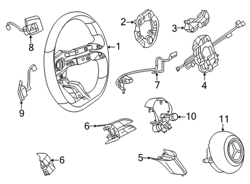 2022 Mercedes-Benz EQS AMG Steering Wheel & Trim Diagram 1