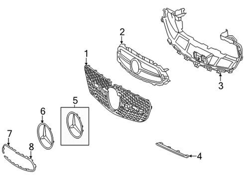 2023 Mercedes-Benz E450 Grille & Components Diagram 1