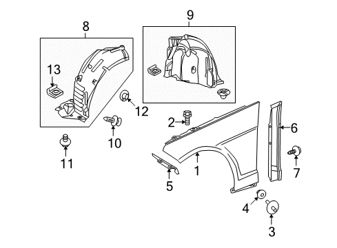 2010 Mercedes-Benz E550 Fender & Components Diagram 1