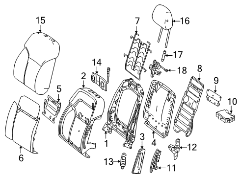 2019 Mercedes-Benz GLE43 AMG Passenger Seat Components Diagram 1