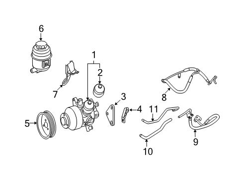 2008 Mercedes-Benz CL600 P/S Pump & Hoses, Steering Gear & Linkage Diagram 2