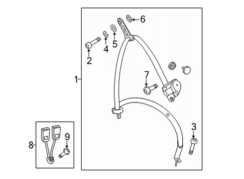 2022 Mercedes-Benz E450 Third Row Seat Belts Diagram