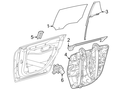 2023 Mercedes-Benz EQE 350 Glass - Rear Door Diagram