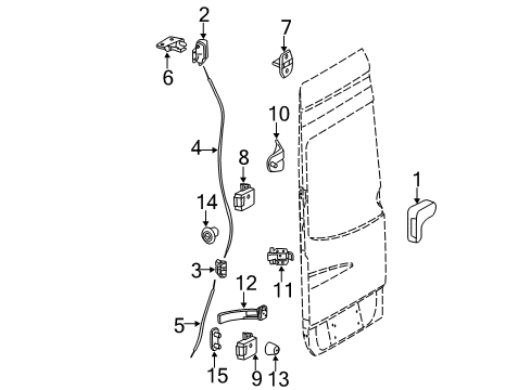 2012 Mercedes-Benz Sprinter 2500 Rear Loading Door - Lock & Hardware Diagram 1