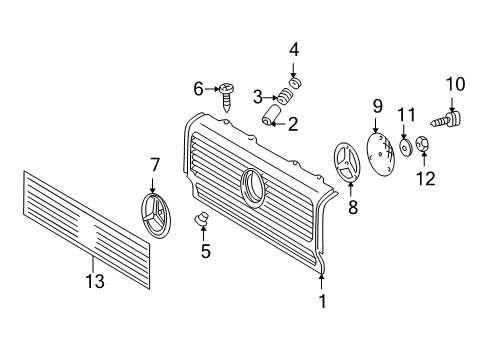 2003 Mercedes-Benz G500 Grille & Components Diagram