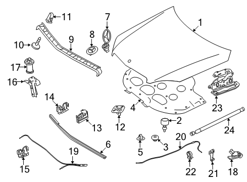 2012 Mercedes-Benz C63 AMG Hood & Components, Body Diagram 2