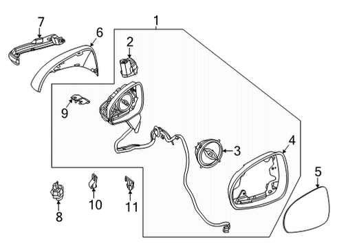 2022 Mercedes-Benz EQS 450+ Outside Mirrors Diagram